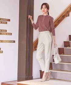 Tiaclasse 【洗える】配色ボタンニットトップス