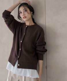 ANY SIS 【前後着用可能】Airニット カーディガン ブラウン