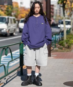 WEGO 【ユニセックス着用ITEM/MLサイズ展開/裏起毛】ショートドロストヘンリーネックプルオーバー