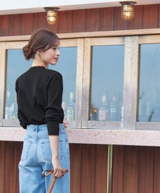 Tiaclasse 【洗える】配色ボタンニットトップス