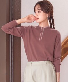 Tiaclasse 【洗える】配色ボタンニットトップス