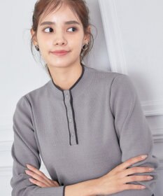 Tiaclasse 【洗える】配色ボタンニットトップス