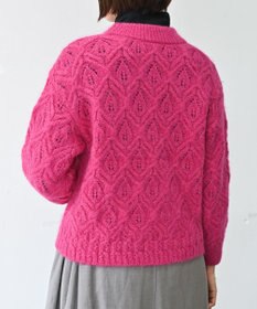 muuc 〈うっとり柔らか上質な極細繊維〉〈キッドモヘア×ウール×アルパカ×シルク〉リーフ模様編み セーター