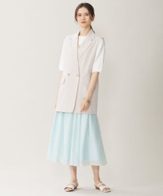 自由区 【セットアップ対応・洗える】リネンビスコースストレッチ ジレ