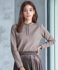 Tiaclasse 【洗える】配色ボタンニットトップス