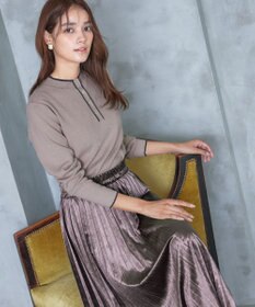 Tiaclasse 【洗える】配色ボタンニットトップス