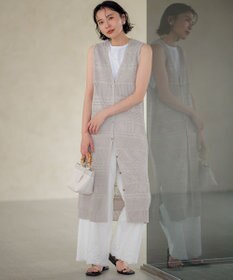 23区 レーシーパターン ロングジレ ニット