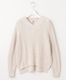J.PRESS LADIES 【洗える】GIZA MERCERIZE COTTON ケーブル ニット