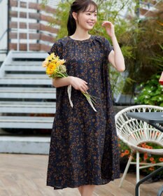 Tiaclasse L ボタニカル柄シャツワンピース