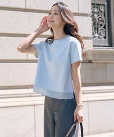 J.PRESS LADIES 【WEB限定カラーあり・洗える】コットンスムース シアーデザイン カットソー