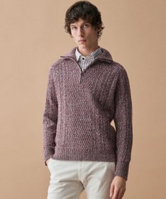 JOSEPH ABBOUD 【柔らか】ラムコットンハイネックジップ セーター レッド系