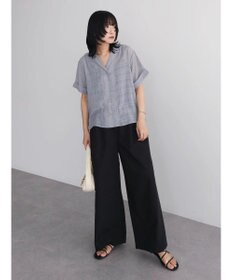 Green Parks シアーチェック開襟ブラウス