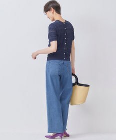 組曲 【WEB限定カラーあり】コットンポリエステル 編み柄カーディガン