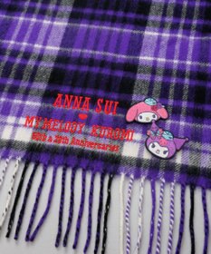 AURORA 【 ANNA SUI（アナ スイ）】マイメロディ&クロミ 刺しゅうブローチ付きチェックマフラー