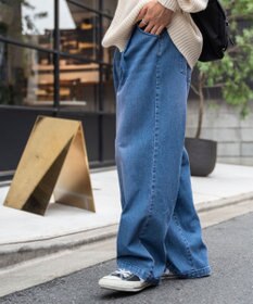 WEGO スケーターズ　タックワイドデニムパンツ