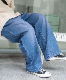 WEGO スケーターズ　タックワイドデニムパンツ