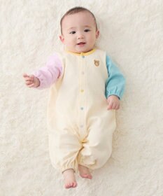 MIKI HOUSE HOT BISCUITS 【50-60cm】接結カノコ素材 ワンポイント刺繍 ツーウェイオール