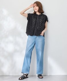ANY 【洗濯機可】フェザーカットジャガードブラウス