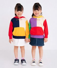 MIKI HOUSE HOT BISCUITS 【80-120cm】 マルチカラー配色切り替え ロゴパーカー