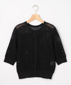 組曲 L 【先行予約・前後着用可】メッシュニット 七分袖カーディガン