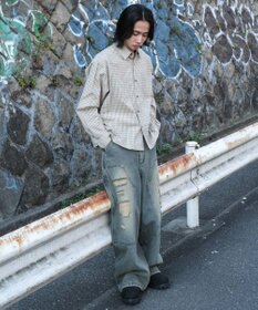 WEGO ミニマムチェックショートシャツ（LS）