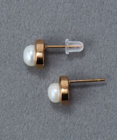Phoebe 〈金属アレルギー対応〉ニュアンスメタルドロップパールピアス/シャンパンゴールド　淡水パール/天然パール