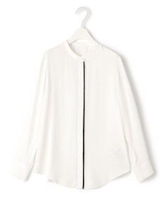 ICB 【WEB限定カラーあり・速乾・洗える】BackSatinAmunzen バンドカラーブラウス