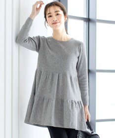 Tiaclasse L 【洗える】大人華やぐ2段ティアードニットチュニック