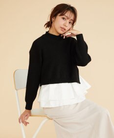 Feroux 【洗える】ラッフルレイヤード ニット