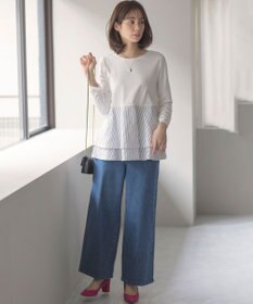 組曲 L ライトデニム セミワイドパンツ