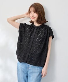 ANY 【洗濯機可】フェザーカットジャガードブラウス