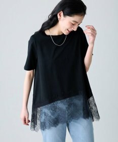 ANY L レースコンビフレアーカットソー