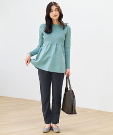 ANY L リブコンビペプラムニット