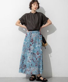 23区 【先行予約】リネンライクグロッシー バンドカラー ブラウス