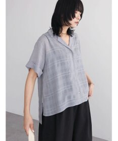 Green Parks シアーチェック開襟ブラウス