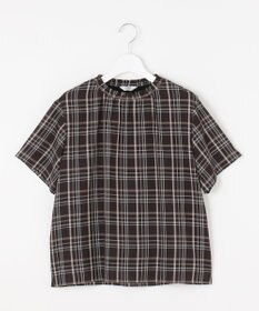 J.PRESS LADIES 【洗える】シアーストライプ＆チェック ブラウスライク カットソー