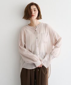 YECCA VECCA ドライタッチシアーバンドカラーシャツ