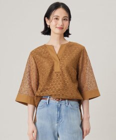 自由区 【洗える】ジオメトリックフラワーレースプルオーバー ブラウス