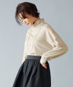 自由区 S 【洗える】ビンテージパールタートルネック カットソー