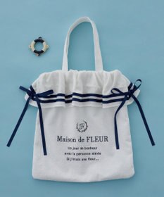 Maison de FLEUR ラインリボンジャカードトートバッグ