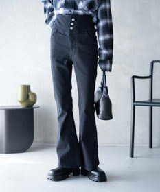 WEGO ハイウエストストレッチデニムフレアパンツ