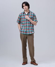 J.PRESS MEN 【J.PRESS ORIGINALS】Indian Madras Regular half Sleeve Shirt / Baggy-Fit