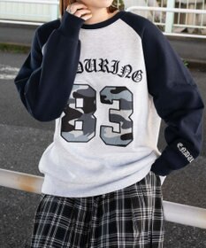 WEGO 【裏起毛】迷彩ワッペンラグランスウェット