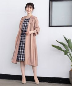 Tiaclasse 【洗える】女性らしさ引き立つリボン袖ギャザーワンピース