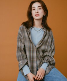 ANY L オンブレーチェックオーバーシャツ