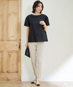 自由区 L 【接触冷感・洗える】エンブロイダリーローン Tブラウス