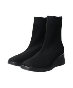 INTER-CHAUSSURES 【BUSSOLA】スクエアトゥウェッジヒールニットブーツ