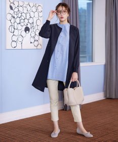 Tiaclasse 【新色追加・洗える】バンドカラーシャツチュニックブラウス