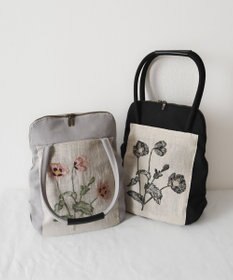 AND WOOL ポピー押し花刺繍バッグ