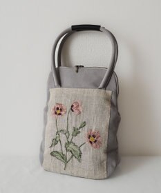 AND WOOL ポピー押し花刺繍バッグ